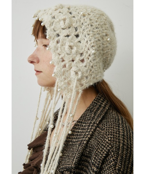 uyu.（ウユ）の「フリンジパールニットキャップ（ニットキャップ/ビーニー・レディース・ブラック/ブラウン/レッド/アイボリー・FREE）」の14枚目の写真
