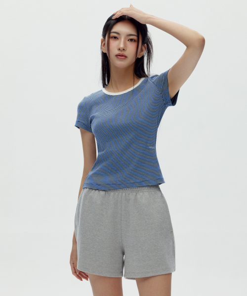 1993STUDIO(1993スタジオ)の「WストライプソフトTシャツ_ネイビー(Tシャツ/カットソー・レディース・その他・MEDIUM/LARGE/SMALL)」の1枚目の写真