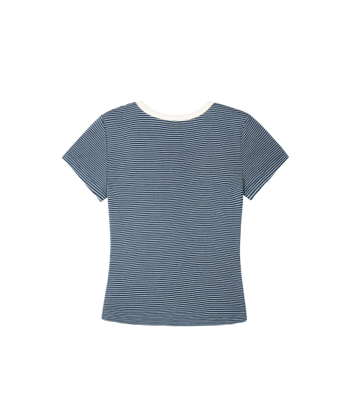 1993STUDIO(1993スタジオ)の「WストライプソフトTシャツ_ネイビー(Tシャツ/カットソー・レディース・その他・MEDIUM/LARGE/SMALL)」の3枚目の写真