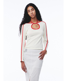 Cut Out Jersey Top Ivory