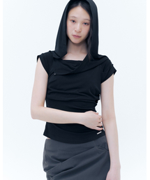 Miseki SEOUL（ミセキソウル）の「Draped mod hoodie top BLACK（パーカー）」