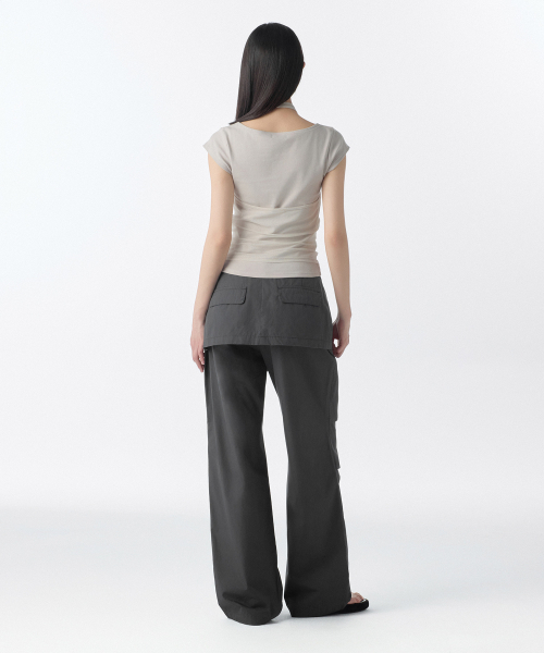 MUSINSA STANDARD WOMAN（ムシンサスタンダードウーマン）の「ウィメンズラップスカートパラシュートパンツ[ダークグレー]（その他パンツ・レディース・その他・30/24/26/28）」の4枚目の写真