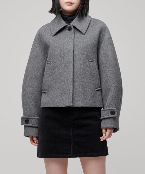 MUSINSA STANDARD WOMAN（ムシンサスタンダードウーマン）の「ウィメンズカシミヤブレンドショートマックコート[ミディアムグレー]（チェスターコート・レディース・その他・SMALL/MEDIUM/LARGE/X-SMALL）」の3枚目の写真