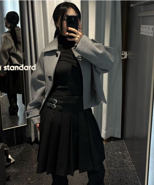 MUSINSA STANDARD WOMAN（ムシンサスタンダードウーマン）の「ウィメンズカシミヤブレンドショートマックコート[ミディアムグレー]（チェスターコート・レディース・その他・SMALL/MEDIUM/LARGE/X-SMALL）」の13枚目の写真
