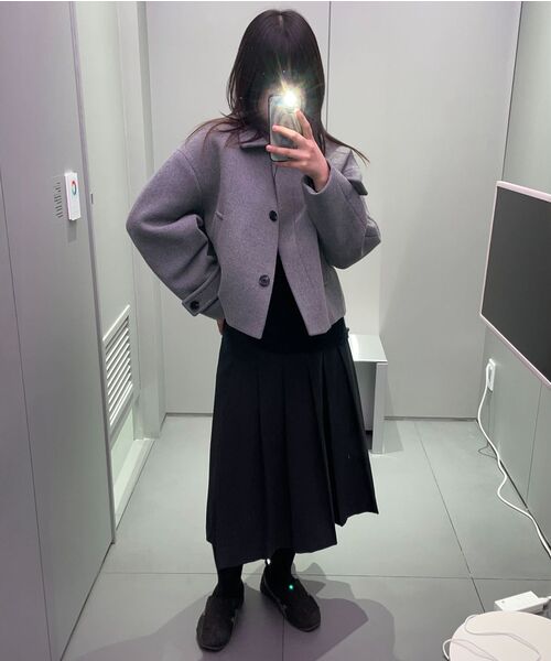 MUSINSA STANDARD WOMAN（ムシンサスタンダードウーマン）の「ウィメンズカシミヤブレンドショートマックコート[ミディアムグレー]（チェスターコート・レディース・その他・SMALL/MEDIUM/LARGE/X-SMALL）」の14枚目の写真