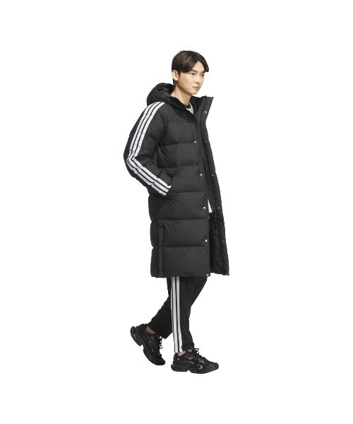 adidas(アディダス)の「アディダス adidas スリーストライプス レギュラーフィット ロング ダウン コート(ダウンジャケット/コート・メンズ・ブラック・S/M/L/LL/3L)」の2枚目の写真