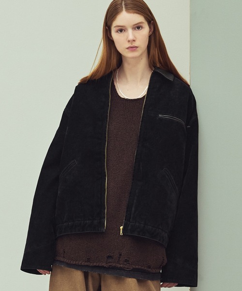 OPENING ACT/ベロアデニムワークジップ裏ボアジャケット（デニム