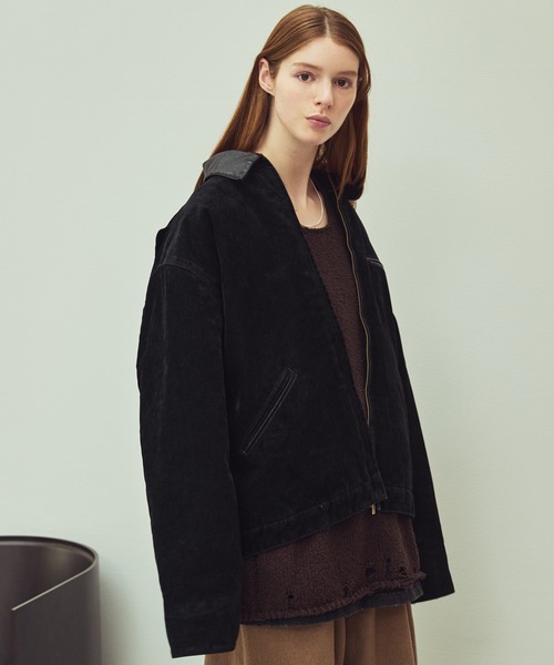 OPENING ACT/ベロアデニムワークジップ裏ボアジャケット（デニム