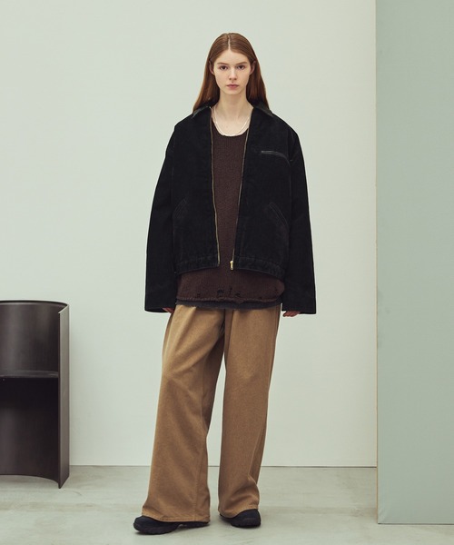 OPENING ACT/ベロアデニムワークジップ裏ボアジャケット（デニム