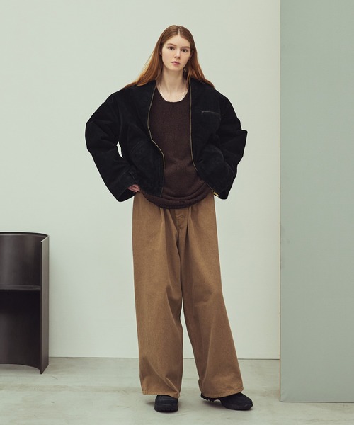 OPENING ACT/ベロアデニムワークジップ裏ボアジャケット（デニム