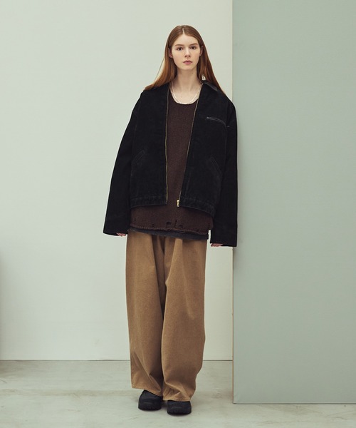 セール】OPENING ACT/ベロアデニムワークジップ裏ボアジャケット