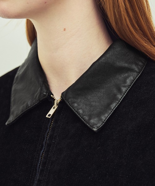 OPENING ACT/ベロアデニムワークジップ裏ボアジャケット（デニム