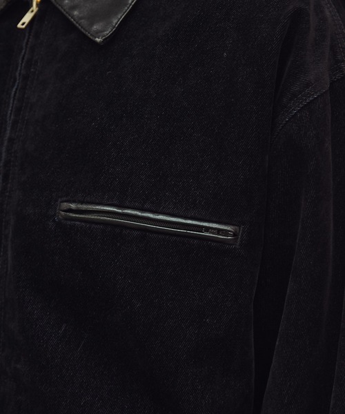 OPENING ACT/ベロアデニムワークジップ裏ボアジャケット（デニム