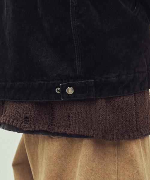 OPENING ACT/ベロアデニムワークジップ裏ボアジャケット（デニム
