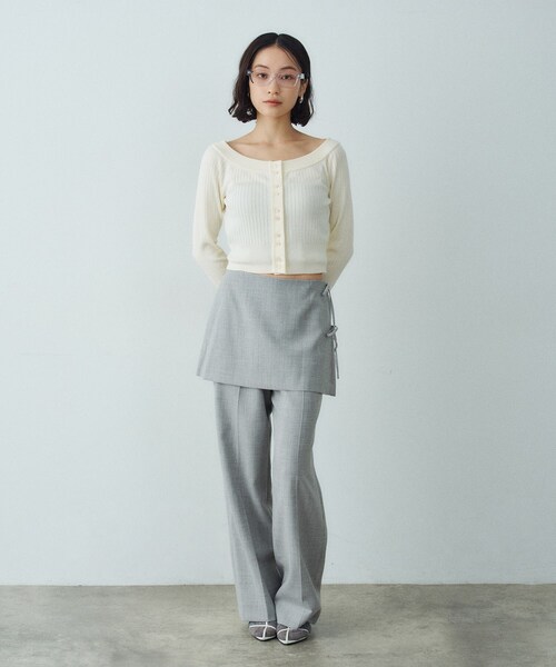 CODE A（コードエー）の「layered skirt pants（その他パンツ・レディース・ライトグレー/チャコールグレー・36/34/38）」の13枚目の写真