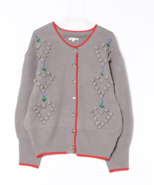 MARKEY'S(マーキーズ)の「ポンポンフラワーニットカーディガン/おとな(カーディガン/ボレロ・レディース・ピンク/チャコール/グレー・160cm)」の2枚目の写真