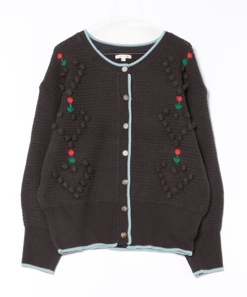 MARKEY'S(マーキーズ)の「ポンポンフラワーニットカーディガン/おとな(カーディガン/ボレロ・レディース・ピンク/チャコール/グレー・160cm)」の3枚目の写真