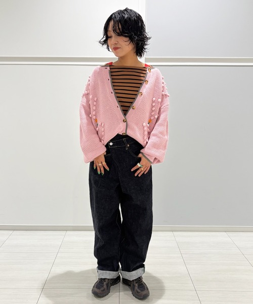 MARKEY'S(マーキーズ)の「ポンポンフラワーニットカーディガン/おとな(カーディガン/ボレロ・レディース・ピンク/チャコール/グレー・160cm)」の9枚目の写真