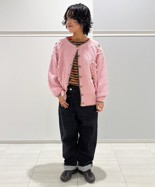 MARKEY'S(マーキーズ)の「ポンポンフラワーニットカーディガン/おとな(カーディガン/ボレロ・レディース・ピンク/チャコール/グレー・160cm)」の11枚目の写真