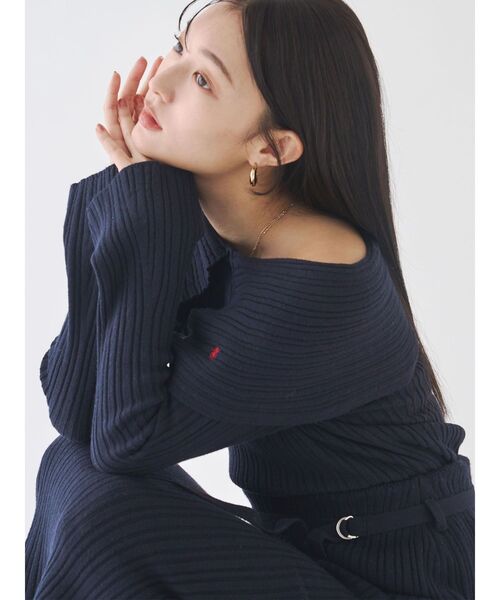 LAGUNAMOON（ラグナムーン）の「【POLO BCSコラボ】ワイドカラーニットプルオーバー（ニット/セーター・レディース・アイボリー/グレー/ネイビー/レッド/ピンク・FREE）」の3枚目の写真