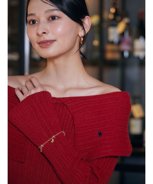 LAGUNAMOON（ラグナムーン）の「【POLO BCSコラボ】ワイドカラーニットプルオーバー（ニット/セーター・レディース・アイボリー/グレー/ネイビー/レッド/ピンク・FREE）」の5枚目の写真