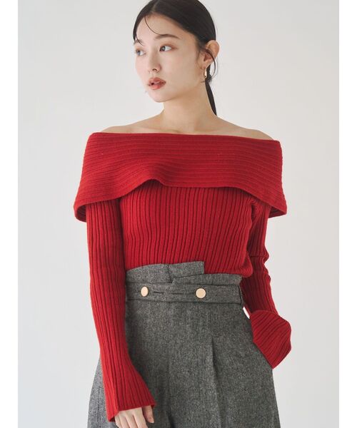 LAGUNAMOON（ラグナムーン）の「【POLO BCSコラボ】ワイドカラーニットプルオーバー（ニット/セーター・レディース・アイボリー/グレー/ネイビー/レッド/ピンク・FREE）」の8枚目の写真