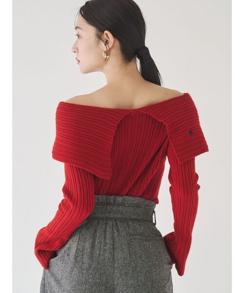 LAGUNAMOON（ラグナムーン）の「【POLO BCSコラボ】ワイドカラーニットプルオーバー（ニット/セーター・レディース・アイボリー/グレー/ネイビー/レッド/ピンク・FREE）」の9枚目の写真