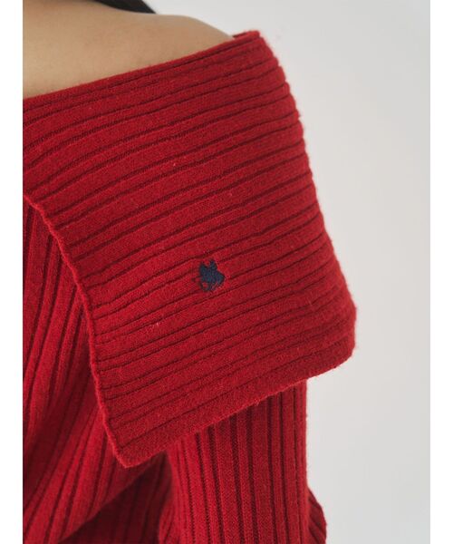 LAGUNAMOON（ラグナムーン）の「【POLO BCSコラボ】ワイドカラーニットプルオーバー（ニット/セーター・レディース・アイボリー/グレー/ネイビー/レッド/ピンク・FREE）」の10枚目の写真