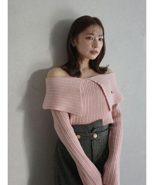 LAGUNAMOON（ラグナムーン）の「【POLO BCSコラボ】ワイドカラーニットプルオーバー（ニット/セーター・レディース・アイボリー/グレー/ネイビー/レッド/ピンク・FREE）」の14枚目の写真