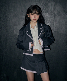 CHERRYQUIRI（チェリーキュリー）の「stripe crop jk - charcoal（テーラードジャケット）」