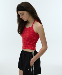 YUKI DOTTED HALTER NECK TOP - VINTAGE RED