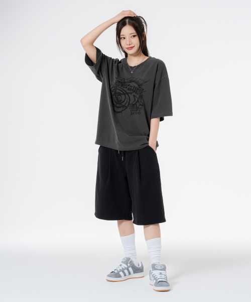 MOZMOZ(モズモズ)の「プラネットオーバーサイズピグメント半袖Tシャツチャコール(Tシャツ/カットソー・レディース・その他・XXL/M/XL)」の3枚目の写真