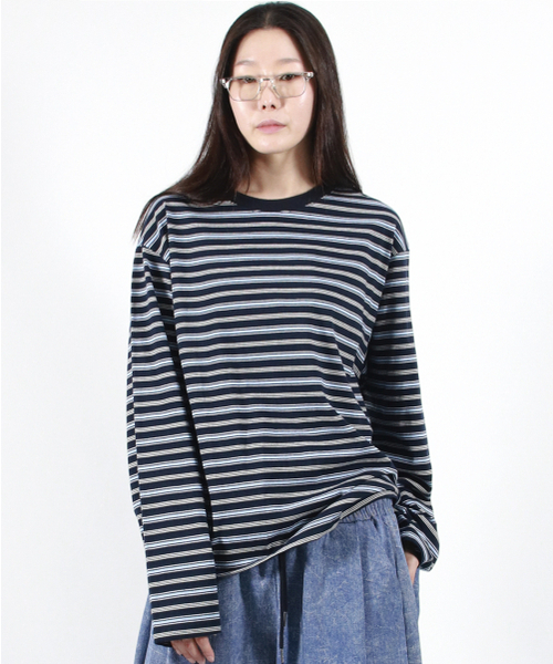 DEMARC(ドゥマーク)の「MULTI STRIPE LONG SLEEVE TEE - Navy(Tシャツ/カットソー・レディース・その他・LARGE/MEDIUM)」の7枚目の写真