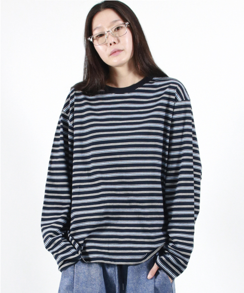 DEMARC(ドゥマーク)の「MULTI STRIPE LONG SLEEVE TEE - Navy(Tシャツ/カットソー・レディース・その他・LARGE/MEDIUM)」の8枚目の写真