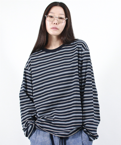 DEMARC(ドゥマーク)の「MULTI STRIPE LONG SLEEVE TEE - Navy(Tシャツ/カットソー・レディース・その他・LARGE/MEDIUM)」の10枚目の写真