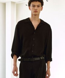 ANOBLIR（アノブリアー）の「ルーズフィットオープンカラーテンセルリネンシャツ[ブラック]（シャツ/ブラウス）」