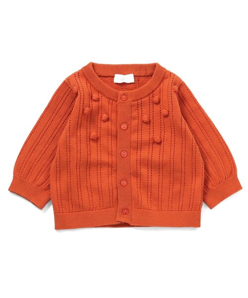 Ampersand（アンパサンド）の「透かし編みポップコーンニットカーディガン（カーディガン/ボレロ・キッズ・アイボリー/オレンジ/ブルー・80/70）」の3枚目の写真