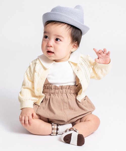 Ampersand（アンパサンド）の「透かし編みポップコーンニットカーディガン（カーディガン/ボレロ・キッズ・アイボリー/オレンジ/ブルー・80/70）」の11枚目の写真