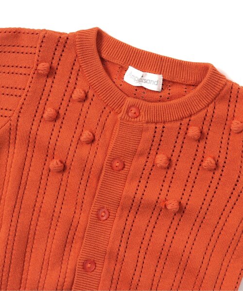 Ampersand（アンパサンド）の「透かし編みポップコーンニットカーディガン（カーディガン/ボレロ・キッズ・アイボリー/オレンジ/ブルー・80/70）」の8枚目の写真