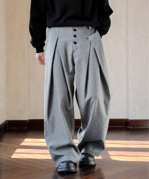 neos（ネオス）の「【neos】ルーズシルエット バルーン カーブ ストライプ ツイード ワイド タック スラックス（スラックス・メンズ・ブラック/グレー系その他/グレー・MEDIUM/LARGE/X-LARGE）」の3枚目の写真