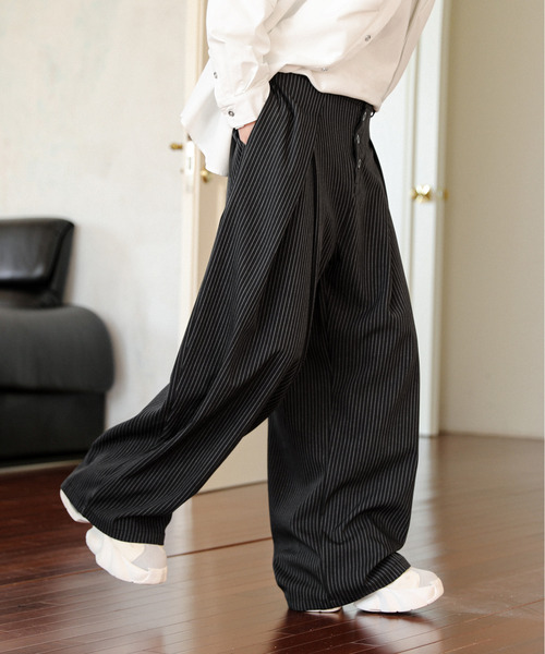neos（ネオス）の「【neos】ルーズシルエット バルーン カーブ ストライプ ツイード ワイド タック スラックス（スラックス・メンズ・ブラック/グレー系その他/グレー・MEDIUM/LARGE/X-LARGE）」の14枚目の写真