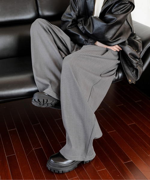 neos（ネオス）の「【neos】ルーズシルエット バルーン カーブ ストライプ ツイード ワイド タック スラックス（スラックス・メンズ・ブラック/グレー系その他/グレー・MEDIUM/LARGE/X-LARGE）」の7枚目の写真
