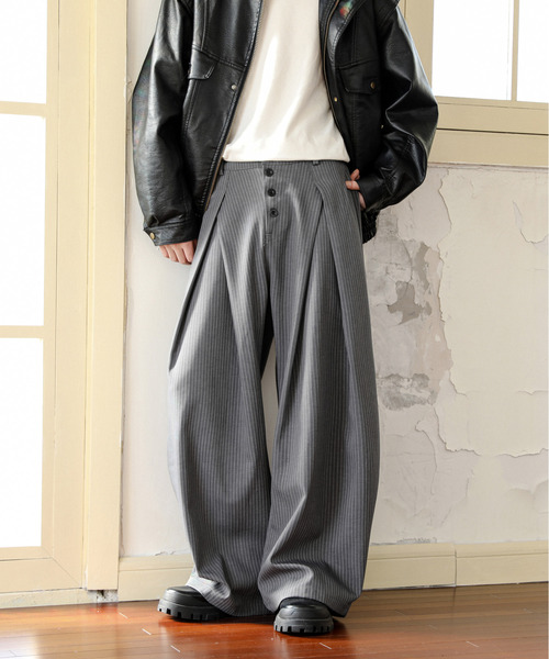 neos（ネオス）の「【neos】ルーズシルエット バルーン カーブ ストライプ ツイード ワイド タック スラックス（スラックス・メンズ・ブラック/グレー系その他/グレー・MEDIUM/LARGE/X-LARGE）」の9枚目の写真