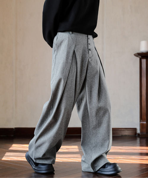 neos（ネオス）の「【neos】ルーズシルエット バルーン カーブ ストライプ ツイード ワイド タック スラックス（スラックス・メンズ・ブラック/グレー系その他/グレー・MEDIUM/LARGE/X-LARGE）」の17枚目の写真