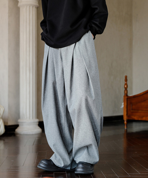 neos（ネオス）の「【neos】ルーズシルエット バルーン カーブ ストライプ ツイード ワイド タック スラックス（スラックス・メンズ・ブラック/グレー系その他/グレー・MEDIUM/LARGE/X-LARGE）」の20枚目の写真