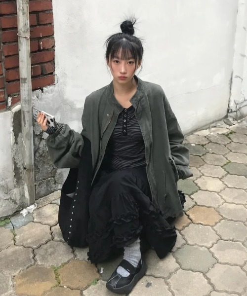 as you are(アズユーアー)の「◇ASYOUARE◇ブランド直輸入正規品/ストライプ スナップ ロング スリーブ STRIPE SNAP LONG SLEEVE(Tシャツ/カットソー・レディース・ブラウン/ブラック・FREE)」の17枚目の写真