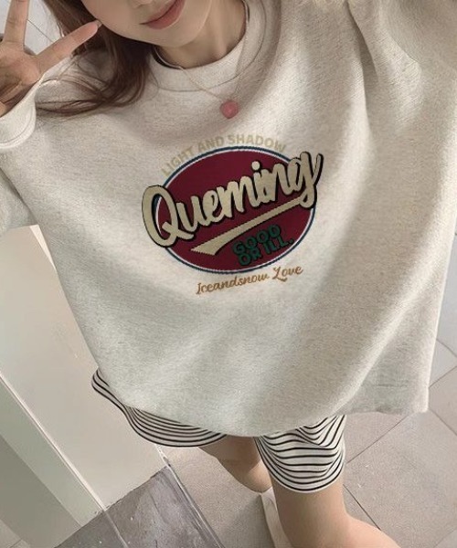SHEPP（シープ）の「レトロデザインプリントロゴスウェット ロンT（Tシャツ/カットソー・レディース・アイボリー/ブラック/グレー/ホワイト/ネイビー・L/M）」の3枚目の写真