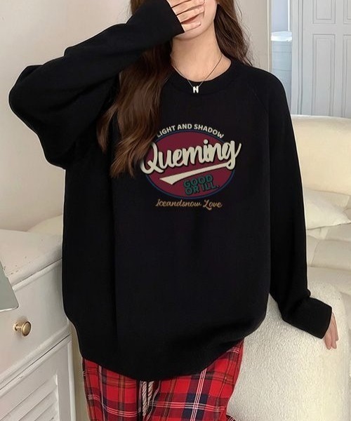 SHEPP（シープ）の「レトロデザインプリントロゴスウェット ロンT（Tシャツ/カットソー・レディース・アイボリー/ブラック/グレー/ホワイト/ネイビー・L/M）」の4枚目の写真