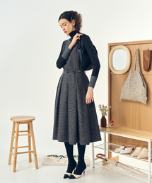 DE PERI MERA（ペリー メラ）の「Twill Two-Piece Long One-Piece Belt Set (Gray)（ワンピース）」