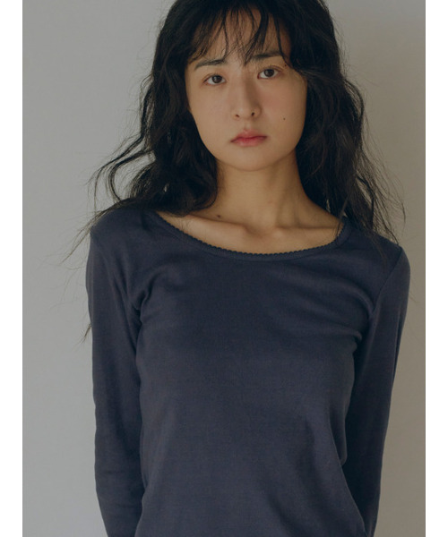 SOOPUI(スープイ)の「Fluffy organic cotton laced tee in navy(Tシャツ/カットソー・レディース・その他・SMALL/MEDIUM)」の1枚目の写真